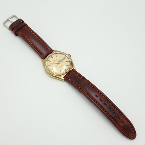 Vintage Hamilton Men Day Date Watch 37mm Gold Pin Stripe 14k Plated 707004 WORKS - Picture 13 of 16